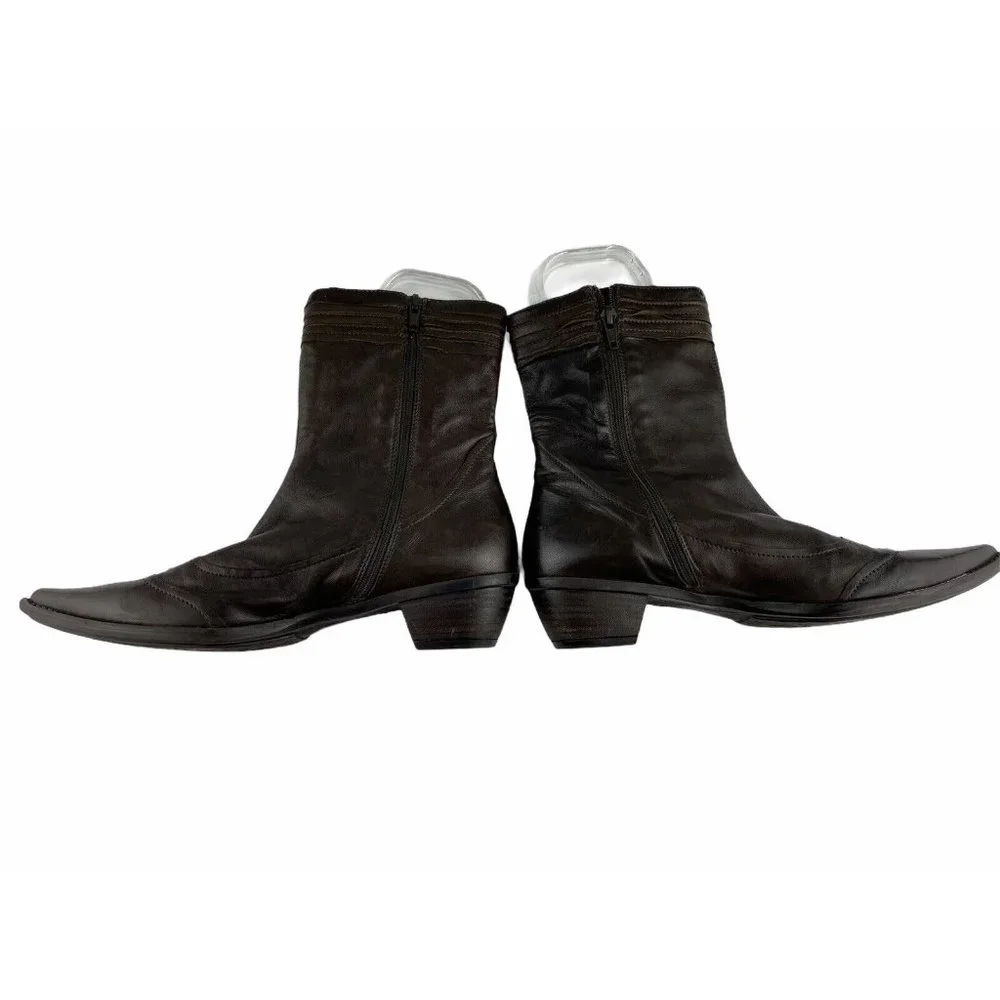Minelli Womens‎ Brown Pointy Toe Leather Western Boots Size EU 38 US 7 - Picture 7 of 11